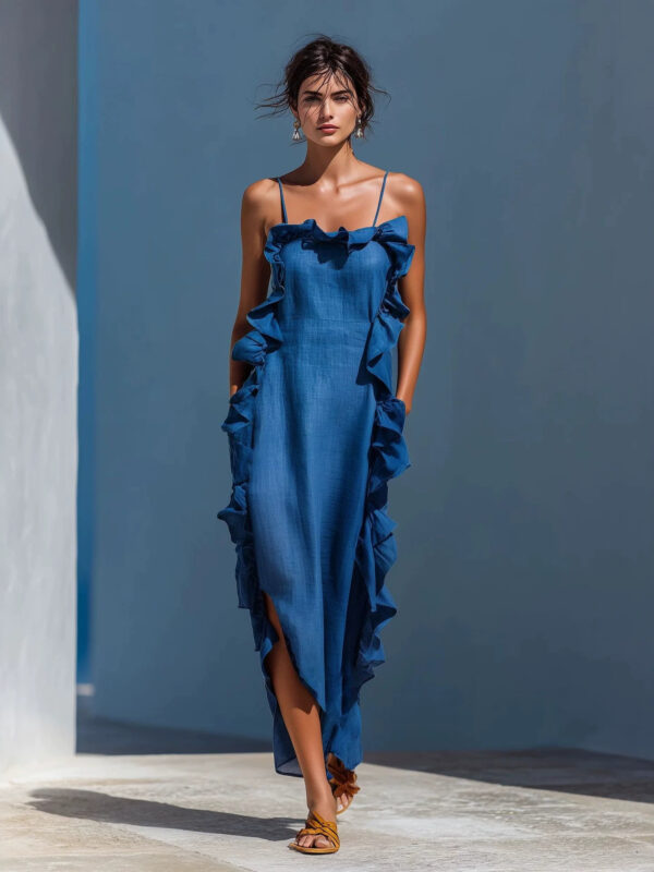 Resort Style Ruffled Sleeveless Dress
